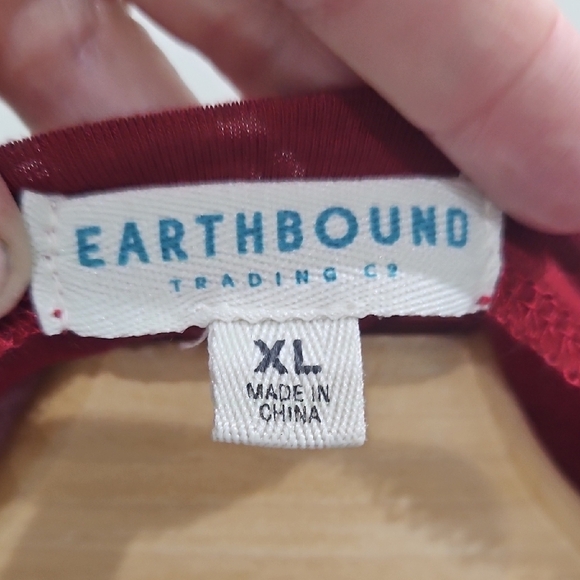 EARTHBOUND extra soft Merlot Wine color Red Long Sleeve Top w cut out - Picture 2 of 6
